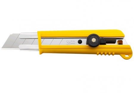 Нож OLFA с выдвижным лезвием, с противоскользящим покрытием, фиксатор, 25мм