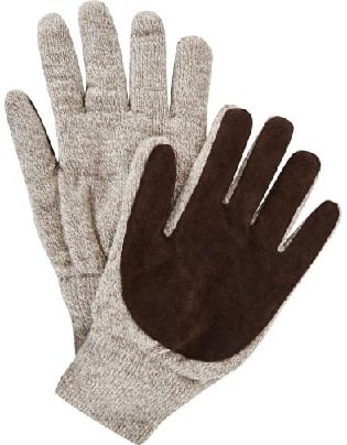 Перчатки полушерстянные со спилковым наладонником (серо-черные)