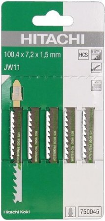 Пилки для лобзика HiKoki (5шт) JW11 HCS/T101D /75 мм, прогрес. (дерево 10-45мм, прямой рез)