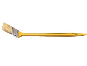 Кисть радиаторная, натуральная светлая щетина, желтая пластиковая ручка 1,5" (38 мм)