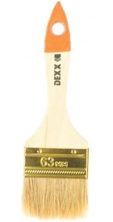Кисть флейцевая DEXX "ПРАКТИК" , деревянная ручка, натуральная щетина, индивидуальная упаковка, 63мм