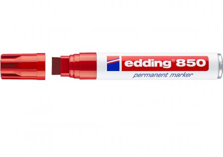 Маркер перманентный 850-2 Edding, с широким клиновидным наконечником 5-16 мм, заправляемый,(дерево, картон, металл, керамика, стекло, пластик),красный