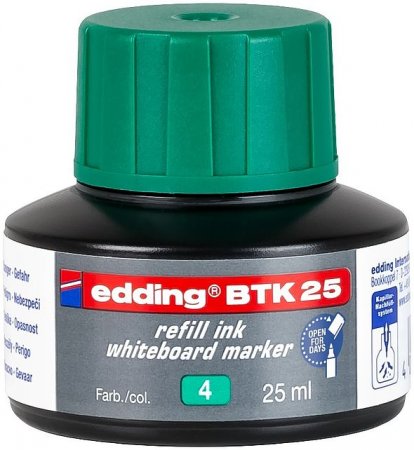 Чернила для маркеров BTK-25-4 Edding для E-28/29/250/360/361/363, 25 мл, в бутылочках с капиллярной пипеткой, зеленые