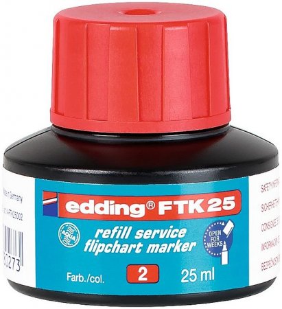Чернила для маркеров FTK-25-2 Edding для E-380/383, 25 мл, в бутылочках с капиллярной пипеткой, красные