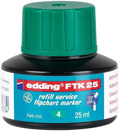 Чернила для маркеров FTK-25-4 Edding для E-380/383, 25 мл, в бутылочках с капиллярной пипеткой, зеленые