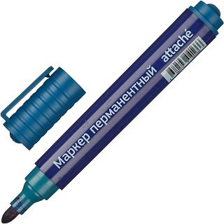 Маркер перманентный полулаковый Attache Economy синий (толщина линии 2-3 мм) круглый наконечник