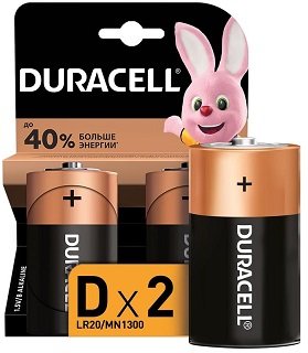 Батарейки D (LR20) Duracell (2 штуки в упаковке)