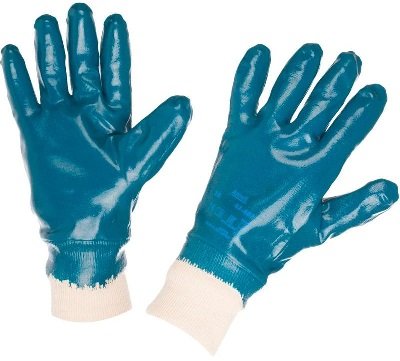 Перчатки рабочие защитные Ansell Хайкрон хлопковые с нитрильным покрытием синие (манжеты резинка, размер 10, XL)