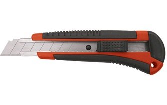 Нож технический "Тренд", пластик. корпус с прорезин. вставками, усиленный метал. направляющей, 18 мм