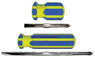 Отвертка переставная "коротыш" 6х32мм CrV сине-желтая ручка