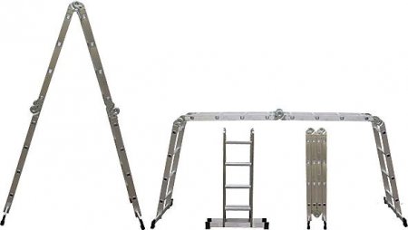 Лестница-трансформер алюминиевая, 4 секции х 4 ступени, вес 14,2 кг РОС