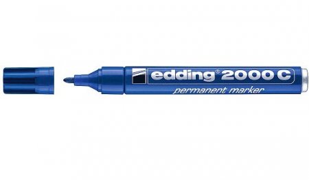 Маркер перманентный 2000C-3 Edding, круглый наконечник 1,5-3 мм, заправляемый, (дерево, картон, металл, керамика, стекло, пластик), синий