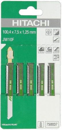 Пилки для лобзика Hikoki (5шт) JW10F BiM/T101AIF/74 мм (ламинат 2-30мм, пластик до 30мм)