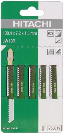 Пилки для лобзика Hikoki (5шт) JW10R  HCS / T101 BR / 100,4 мм (мягкая древесна, плиты столяр.,ДВП)