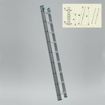 Лестница раздвижная Alve 7209; 2-х секц. 2х9 ступеней