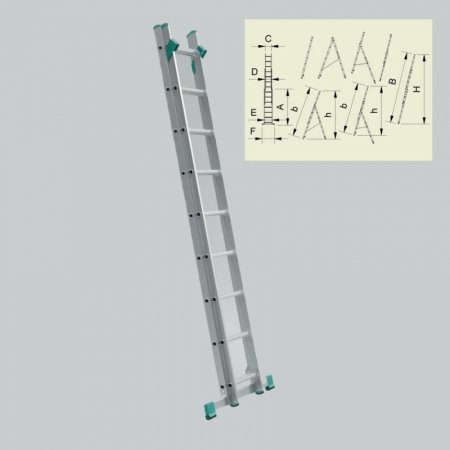 Лестница универсальная Alve 7709; 2-х секц. 2х9 ступеней (вариант для лестницы)