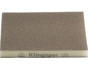 Губка шлифовальная двухсторонняя Klingspor SW501 123X98X10мм, Р120, зерно электрокорунд
