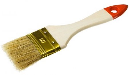 Кисть плоская ЗУБР "УНИВЕРСАЛ-ОПТИМА", светлая щетина, деревянная ручка, 50мм