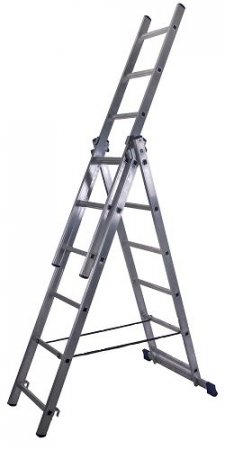 Лестница трехсекционная универсальная алюминиевая; 3370/1690/2530; 6 ступеней; 7.8 кг STAIRS