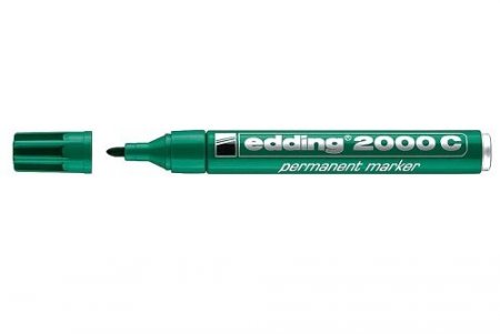 Маркер перманентный 2000-4 Edding, круглый наконечник 1,5-3 мм, заправляемый, (дерево, картон, металл, керамика, стекло, пластик), зеленый