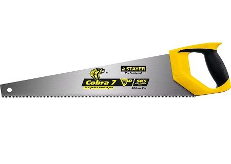 Ножовка универсальная STAYER COBRA-7 GX700 500 мм, 7 TPI, 3D зуб, рез вдоль и поперек волокон, для с