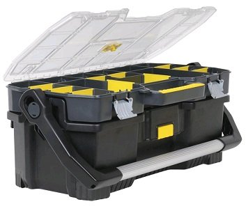 Открытый профессиональный пластмассовый ящик со съемным органайзером STANLEY 24'' 67х32,3х25,1см