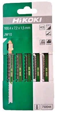 Пилки для лобзика Hikoki (5шт) JW10 HCS/T101B/ 75 мм (дерево 3-30мм, пластик до 30мм, прямой рез)