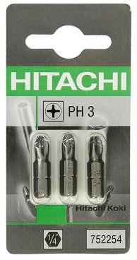 Биты Hitachi 3-25 мм Phillips (3 шт.) шестигранный хвостовик 1/4"