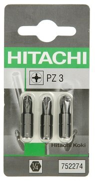 Биты Hitachi 3-25 мм Pozidrive (3 шт.) шестигранный хвостовик 1/4"