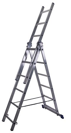 Лестница трехсекционная универсальная алюминиевая; 5050/2550/3650 ; 8 ступеней; 10.7 кг. STAIRS