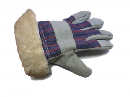Перчатки комбинированные утепленные Зима спилок ткань х/б искусственный мех (Ангара) БЕЗ НАКЛЕЕК