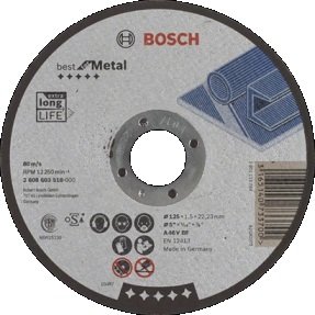 Диск отрезной по металлу Bosch 125х1,5х22,2 мм прямой, Best for Metal
