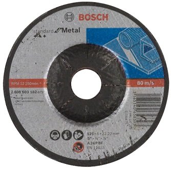 Диск шлифовальный Bosch по металлу 125х6х22,2 вогнутый Standard